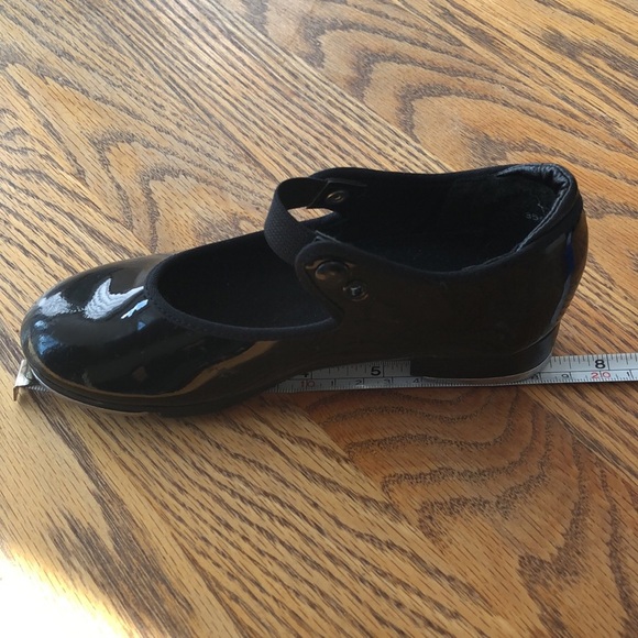 Capezio Tele Tone Tap Black Patent Shoes Girls Size 11 N Black Dance Jazz - Picture 9 of 9